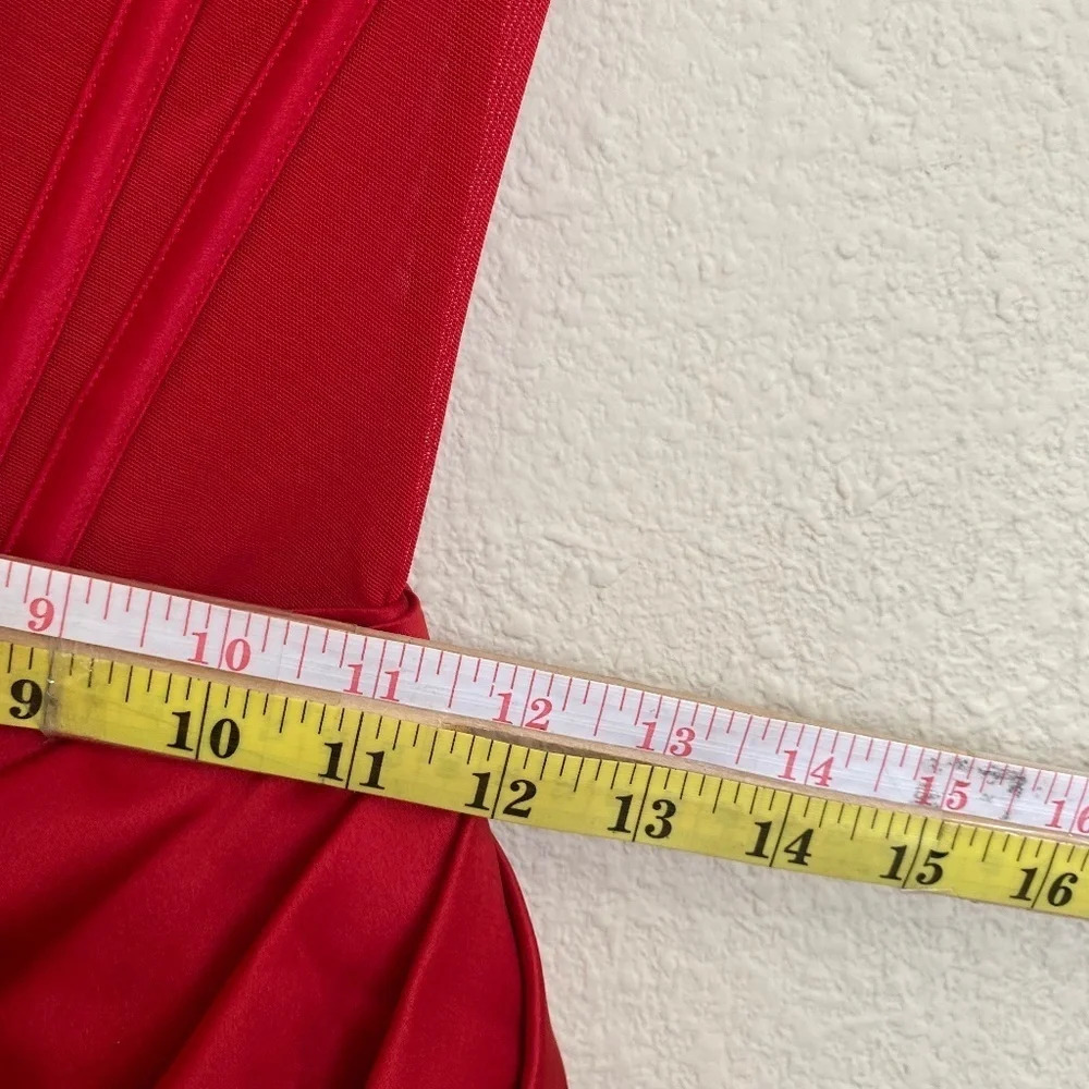 House of CB “Lulu” Red Asymmetric Drape Midi Corset Dress NWOT size XS - Picture 11 of 16